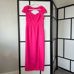 [10] Alfred Angelo Vintage Spring Pink Crepe Structured Back Cut Out Maxi Dress